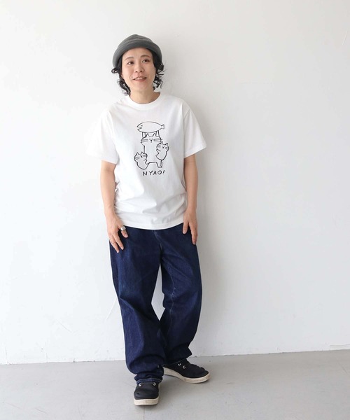 UNIT CHEST(ユニットチェスト)の「【UNIT CHEST】unique unisex T-shirt NYAO! by kikki(Tシャツ/カットソー・メンズ・ホワイト/ブラック・L/M/S)」の13枚目の写真