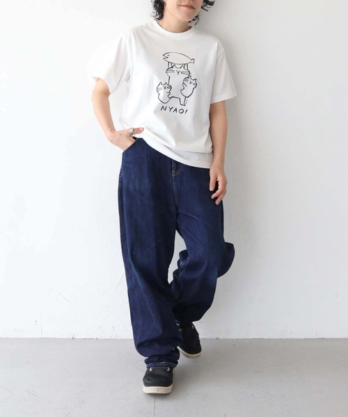 UNIT CHEST(ユニットチェスト)の「【UNIT CHEST】unique unisex T-shirt NYAO! by kikki(Tシャツ/カットソー・メンズ・ホワイト/ブラック・L/M/S)」の11枚目の写真