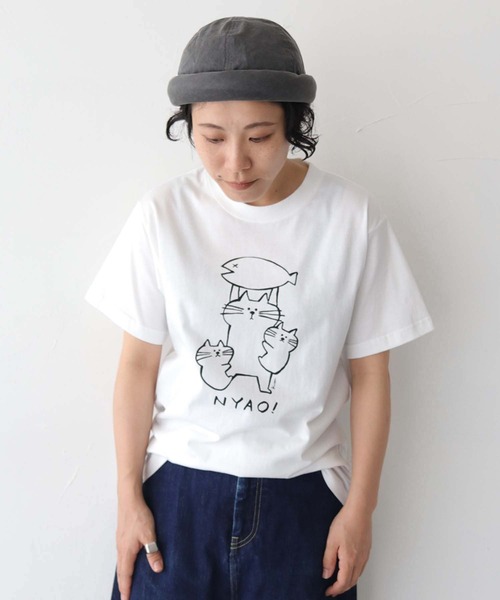 UNIT CHEST(ユニットチェスト)の「【UNIT CHEST】unique unisex T-shirt NYAO! by kikki(Tシャツ/カットソー・メンズ・ホワイト/ブラック・L/M/S)」の14枚目の写真