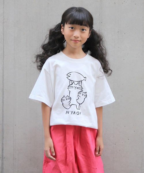 UNIT CHEST(ユニットチェスト)の「【UNIT CHEST】unique unisex T-shirt NYAO! by kikki(Tシャツ/カットソー・メンズ・ホワイト/ブラック・L/M/S)」の10枚目の写真