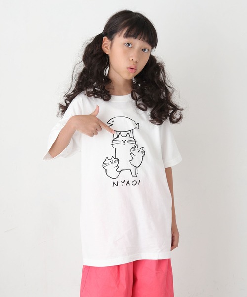 UNIT CHEST(ユニットチェスト)の「【UNIT CHEST】unique unisex T-shirt NYAO! by kikki(Tシャツ/カットソー・メンズ・ホワイト/ブラック・L/M/S)」の7枚目の写真