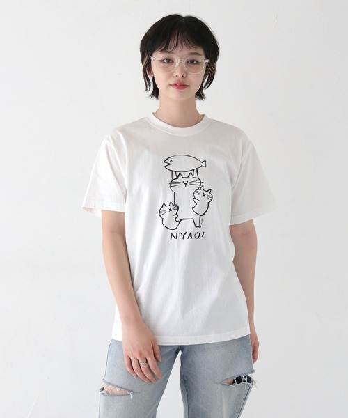 UNIT CHEST(ユニットチェスト)の「【UNIT CHEST】unique unisex T-shirt NYAO! by kikki(Tシャツ/カットソー・メンズ・ホワイト/ブラック・L/M/S)」の16枚目の写真