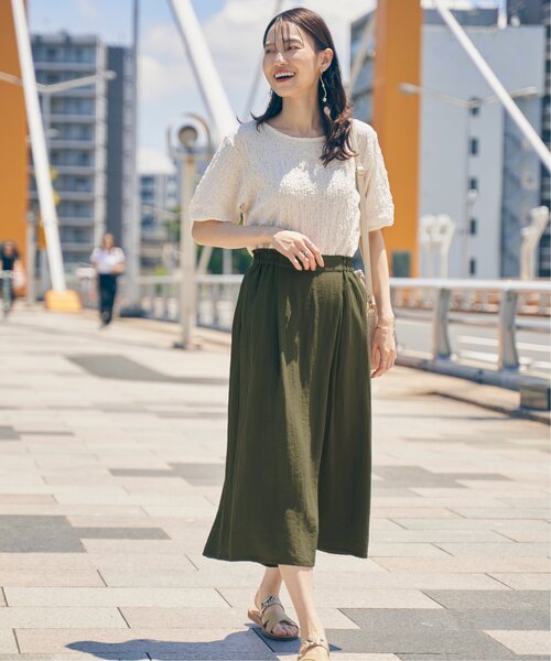 ikka（イッカ）の「【接触冷感／親子コーデ】冷感スラブタックスカーチョ（その他パンツ・レディース・ブラック/イエロー/ブルー/ダークグリーン/グレー・L/M/S）」の8枚目の写真