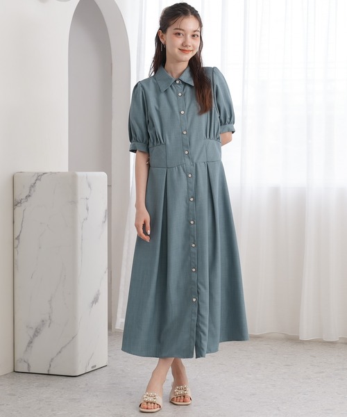 ワンピース 半袖 ベルト付シャツドッキングワンピース ASTORIA ODIER