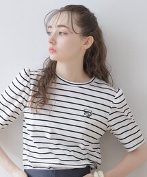 couture brooch（クチュールブローチ）の「【オトナ女性に捧ぐ】CBロゴ刺繍リボンTシャツ（Tシャツ/カットソー）」