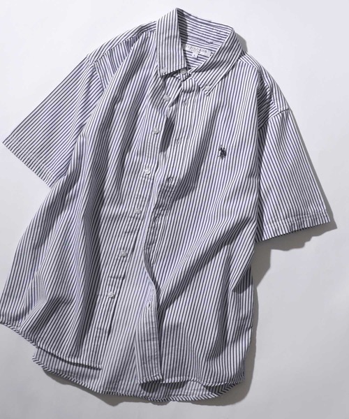 U.S. POLO ASSN.(ユーエスポロアッスン)の「U.S. POLO ASSN./ユーエスポロアッスン 別注 ワンポイント刺繍 ボタンダウン 半袖シャツ レディース メンズ(シャツ/ブラウス・メンズ・ブラック/ホワイト系その他2/ベージュ/ネイビー/ブルー系その他/ホワイト/ホワイト系その他・LL/M/L)」の3枚目の写真