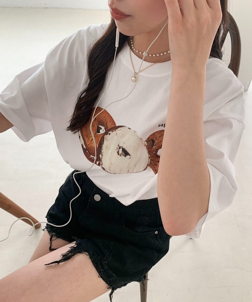 Teem Store（チームストア）の「ドーナツフォトプリント Tシャツ（Tシャツ/カットソー・レディース・ホワイト・S/M/L）」の4枚目の写真