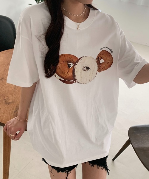 Teem Store（チームストア）の「ドーナツフォトプリント Tシャツ（Tシャツ/カットソー・レディース・ホワイト・S/M/L）」の7枚目の写真