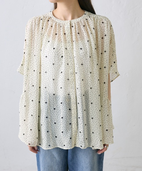 PUAL CE CIN(ピュアルセシン)の「ドットシフォンブラウス(シャツ/ブラウス・レディース・ネイビー/アイボリー・FREE)」の18枚目の写真