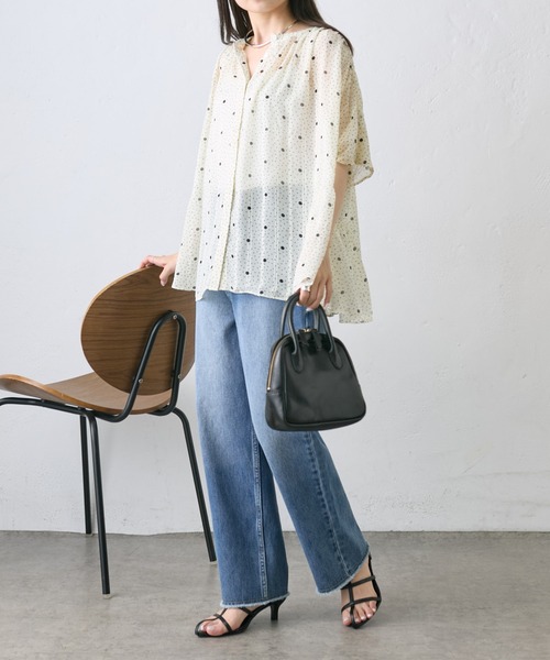 PUAL CE CIN(ピュアルセシン)の「ドットシフォンブラウス(シャツ/ブラウス・レディース・ネイビー/アイボリー・FREE)」の7枚目の写真
