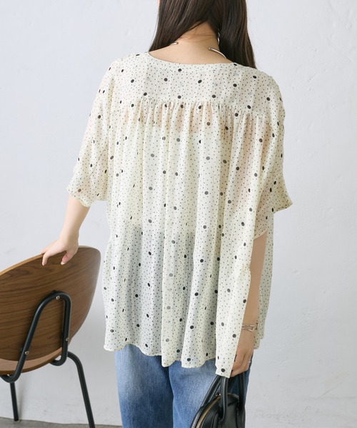 PUAL CE CIN(ピュアルセシン)の「ドットシフォンブラウス(シャツ/ブラウス・レディース・ネイビー/アイボリー・FREE)」の5枚目の写真