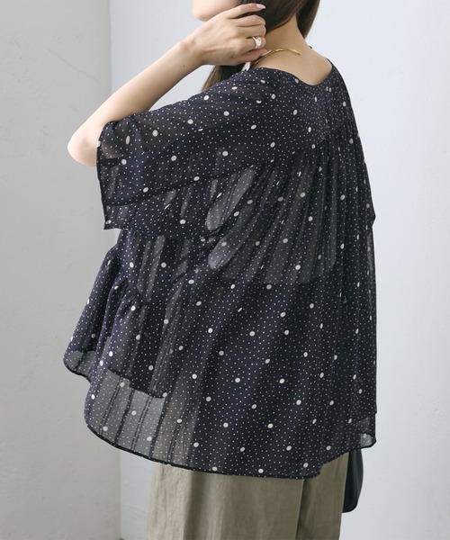 PUAL CE CIN(ピュアルセシン)の「ドットシフォンブラウス(シャツ/ブラウス・レディース・ネイビー/アイボリー・FREE)」の11枚目の写真