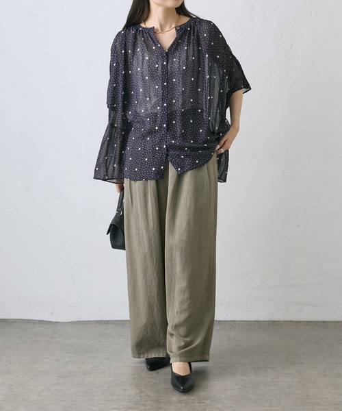 PUAL CE CIN(ピュアルセシン)の「ドットシフォンブラウス(シャツ/ブラウス・レディース・ネイビー/アイボリー・FREE)」の12枚目の写真