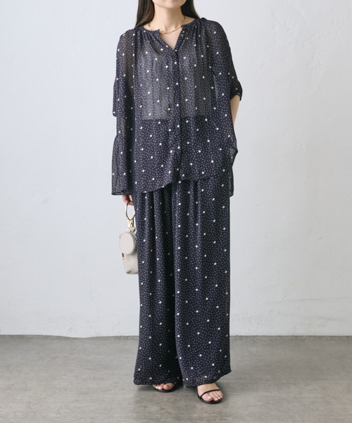 PUAL CE CIN(ピュアルセシン)の「ドットシフォンブラウス(シャツ/ブラウス・レディース・ネイビー/アイボリー・FREE)」の15枚目の写真