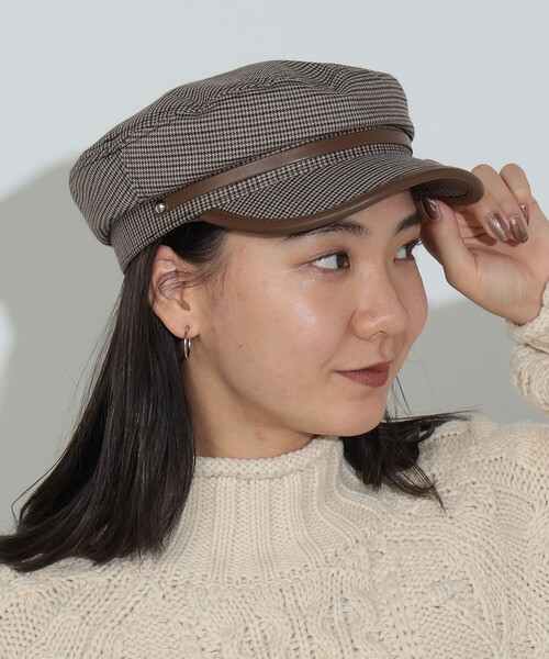 BEAMS HEART（ビームスハート）の「千鳥格子 キャスケット（キャスケット・レディース・ブラウン/ブラック・ONE SIZE）」の2枚目の写真