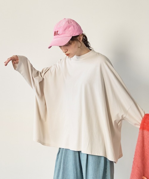 Kelen(ケレン)の「「KELEN/ケレン」ワイドボックスシルエットトップス(Tシャツ/カットソー・レディース・ライトベージュ/ブラック/ブルー系その他/ブラウン・FREE)」の4枚目の写真