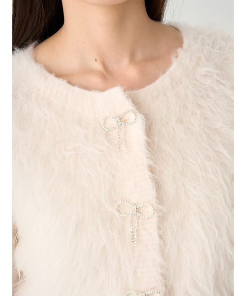 SNIDEL(スナイデル)の「【WEB限定カラーあり】ビジューリボンカーディガン(カーディガン/ボレロ・レディース・グレー/アイボリー/ライトピンク/ミント・FREE)」の12枚目の写真