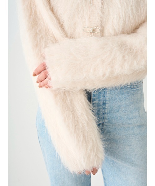 SNIDEL(スナイデル)の「【WEB限定カラーあり】ビジューリボンカーディガン(カーディガン/ボレロ・レディース・グレー/アイボリー/ライトピンク/ミント・FREE)」の11枚目の写真