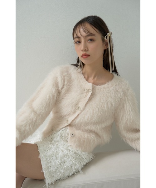 SNIDEL(スナイデル)の「【WEB限定カラーあり】ビジューリボンカーディガン(カーディガン/ボレロ・レディース・グレー/アイボリー/ライトピンク/ミント・FREE)」の19枚目の写真