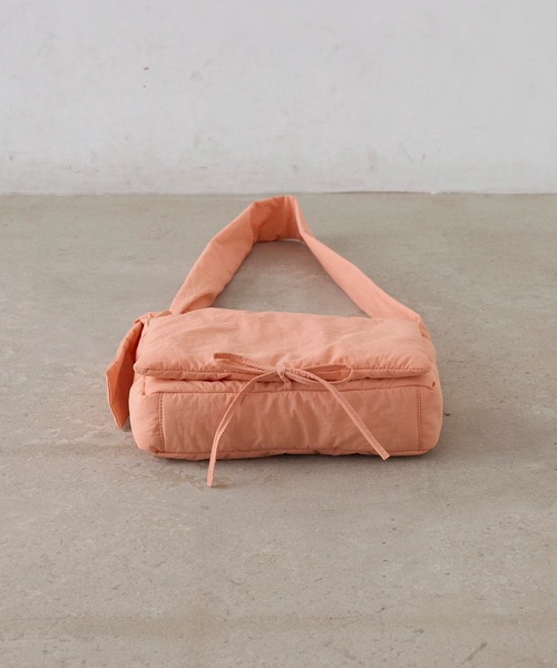 セール】Nylon padded ribbon shoulderbag/ナイロン パデット