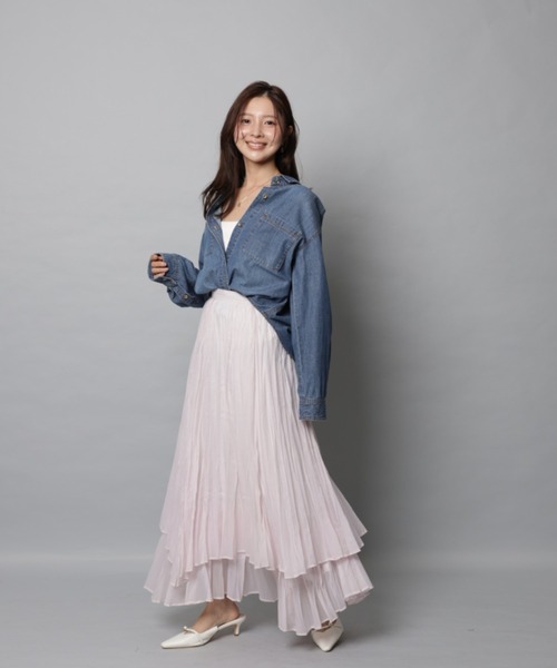 Apuweiser-riche（アプワイザーリッシェ）の「ワッシャープリーツレイヤードスカート（スカート・レディース・ブラック/ダークブラウン/ブルーグレー/ピンク系その他5・1/0/2）」の8枚目の写真