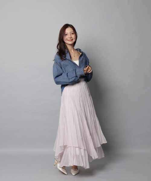 Apuweiser-riche（アプワイザーリッシェ）の「ワッシャープリーツレイヤードスカート（スカート・レディース・ブラック/ダークブラウン/ブルーグレー/ピンク系その他5・1/0/2）」の9枚目の写真