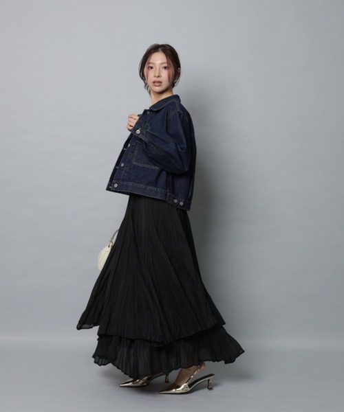 Apuweiser-riche（アプワイザーリッシェ）の「ワッシャープリーツレイヤードスカート（スカート・レディース・ブラック/ダークブラウン/ブルーグレー/ピンク系その他5・1/0/2）」の12枚目の写真