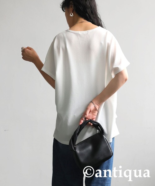 antiqua(アンティカ)の「フリルトップス(Tシャツ/カットソー・レディース・ホワイト/ブラック・ONESIZE)」の22枚目の写真