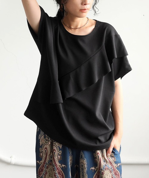 antiqua(アンティカ)の「フリルトップス(Tシャツ/カットソー・レディース・ホワイト/ブラック・ONESIZE)」の17枚目の写真