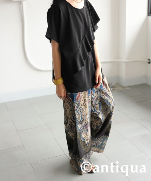 antiqua(アンティカ)の「フリルトップス(Tシャツ/カットソー・レディース・ホワイト/ブラック・ONESIZE)」の19枚目の写真