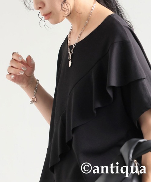 antiqua(アンティカ)の「フリルトップス(Tシャツ/カットソー・レディース・ホワイト/ブラック・ONESIZE)」の18枚目の写真