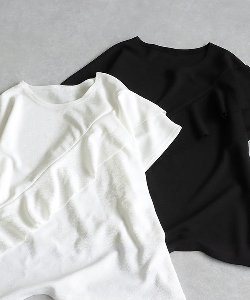 antiqua(アンティカ)の「フリルトップス(Tシャツ/カットソー・レディース・ホワイト/ブラック・ONESIZE)」の14枚目の写真