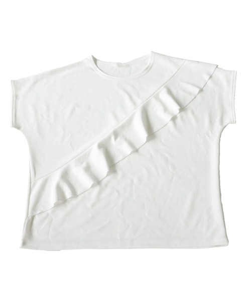 antiqua(アンティカ)の「フリルトップス(Tシャツ/カットソー・レディース・ホワイト/ブラック・ONESIZE)」の3枚目の写真