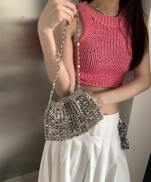 FREE STYLISTS（フリー スタイリスト）の「スクエアハンドバッグ　パーティバッグ キラキラバッグ（ハンドバッグ・レディース・シルバー・FREE）」の6枚目の写真