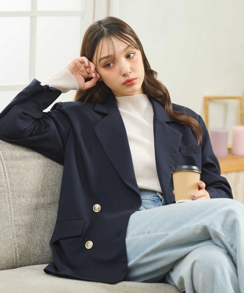 INGNI（イング）の「ミドル丈テーラードジャケット（テーラードジャケット・レディース・ブラック/グレー/ネイビー/アイボリー/ブラック系その他/グレー系その他2/ネイビー系1・M）」の7枚目の写真