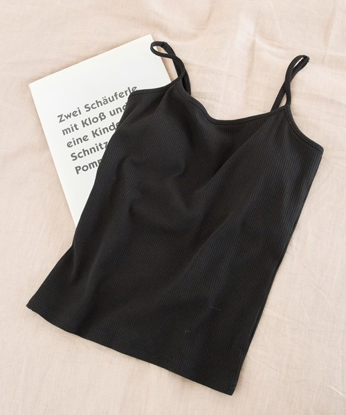 Andemiu（アンデミュウ）の「リブカップツキキャミ141729（キャミソール・レディース・ライトベージュ/ブラック/オフホワイト・FREE）」の2枚目の写真