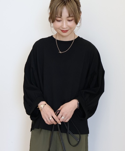 AMERICAN HOLIC(アメリカンホリック)の「ドルマンギャザースリーブプルオーバー(Tシャツ/カットソー・レディース・ブラック/ブルー/グリーン・FREE)」の7枚目の写真