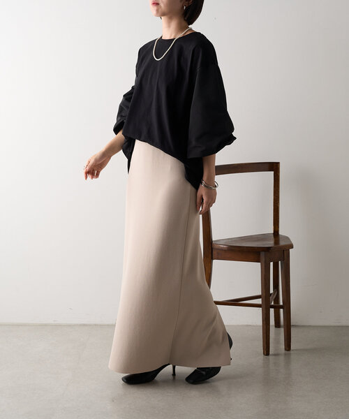 Jena espace merveilleux(ジェナ エスパスメルヴェイユ)の「異素材ランタンスリーブカットソー(Tシャツ/カットソー・レディース・カーキ/ブラック/グレー・FREE)」の5枚目の写真