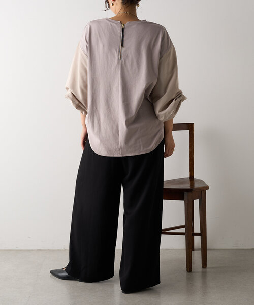 Jena espace merveilleux(ジェナ エスパスメルヴェイユ)の「異素材ランタンスリーブカットソー(Tシャツ/カットソー・レディース・カーキ/ブラック/グレー・FREE)」の14枚目の写真