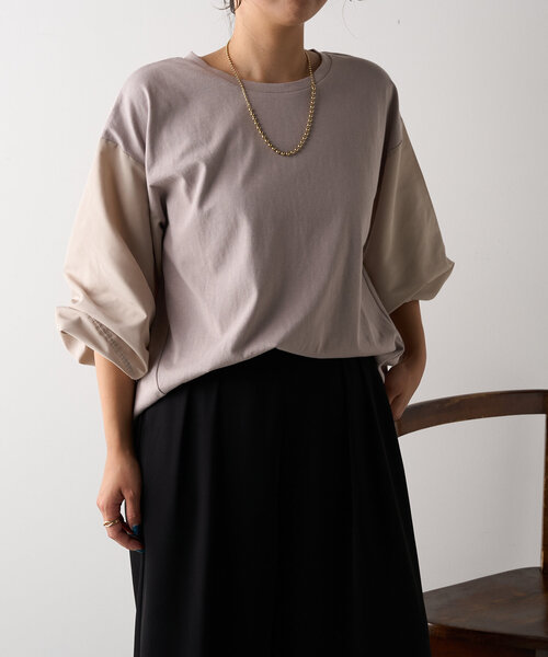Jena espace merveilleux(ジェナ エスパスメルヴェイユ)の「異素材ランタンスリーブカットソー(Tシャツ/カットソー・レディース・カーキ/ブラック/グレー・FREE)」の17枚目の写真