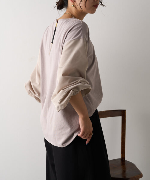Jena espace merveilleux(ジェナ エスパスメルヴェイユ)の「異素材ランタンスリーブカットソー(Tシャツ/カットソー・レディース・カーキ/ブラック/グレー・FREE)」の18枚目の写真