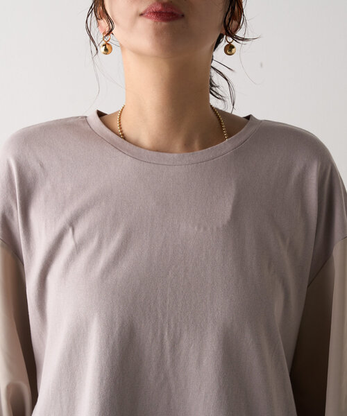 Jena espace merveilleux(ジェナ エスパスメルヴェイユ)の「異素材ランタンスリーブカットソー(Tシャツ/カットソー・レディース・カーキ/ブラック/グレー・FREE)」の19枚目の写真
