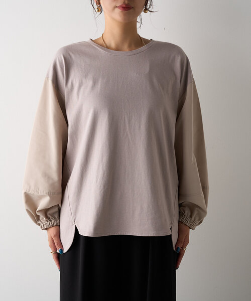 Jena espace merveilleux(ジェナ エスパスメルヴェイユ)の「異素材ランタンスリーブカットソー(Tシャツ/カットソー・レディース・カーキ/ブラック/グレー・FREE)」の20枚目の写真