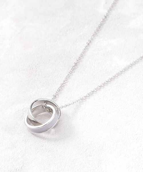 OPAQUE.CLIP（オペークドットクリップ）の「◆カラーダブルリングネックレス（ネックレス・レディース・ライトブルー/オフホワイト/ブラウン系・00）」の3枚目の写真