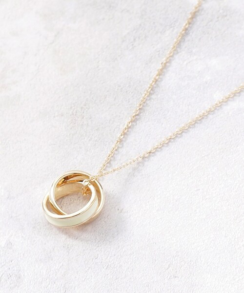 OPAQUE.CLIP（オペークドットクリップ）の「◆カラーダブルリングネックレス（ネックレス・レディース・ライトブルー/オフホワイト/ブラウン系・00）」の5枚目の写真