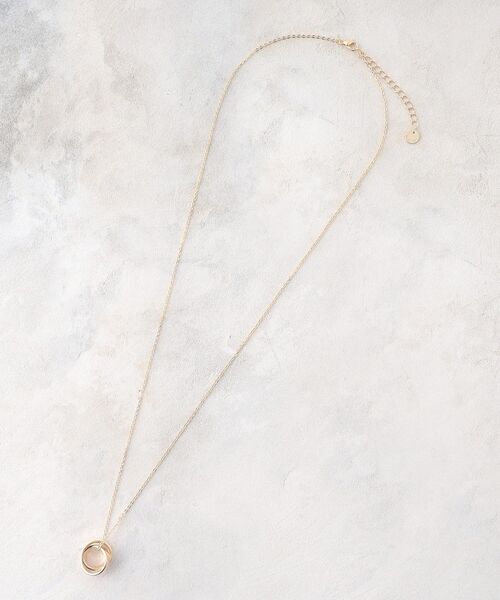 OPAQUE.CLIP（オペークドットクリップ）の「◆カラーダブルリングネックレス（ネックレス・レディース・ライトブルー/オフホワイト/ブラウン系・00）」の6枚目の写真