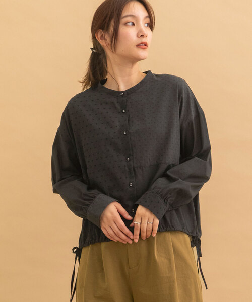 POU DOU DOU(プードゥドゥ)の「ドロストテールパッチワークブラウス(シャツ/ブラウス・レディース・ネイビー/オフホワイト/ブラック・M)」の4枚目の写真