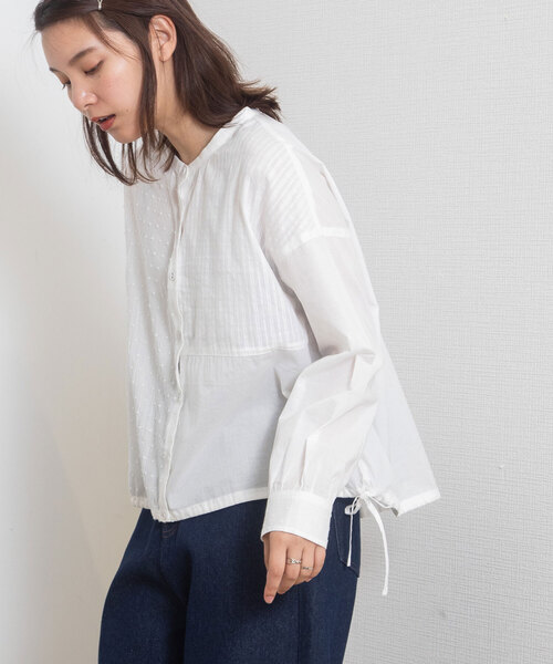 POU DOU DOU(プードゥドゥ)の「ドロストテールパッチワークブラウス(シャツ/ブラウス・レディース・ネイビー/オフホワイト/ブラック・M)」の12枚目の写真