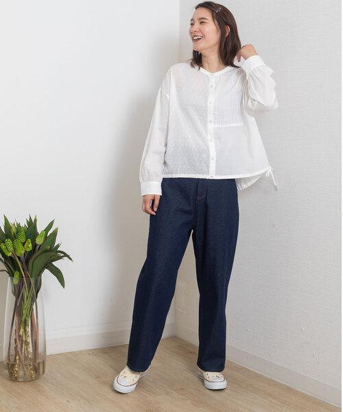 POU DOU DOU(プードゥドゥ)の「ドロストテールパッチワークブラウス(シャツ/ブラウス・レディース・ネイビー/オフホワイト/ブラック・M)」の15枚目の写真