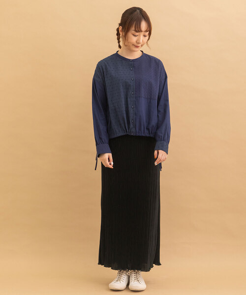 POU DOU DOU(プードゥドゥ)の「ドロストテールパッチワークブラウス(シャツ/ブラウス・レディース・ネイビー/オフホワイト/ブラック・M)」の21枚目の写真